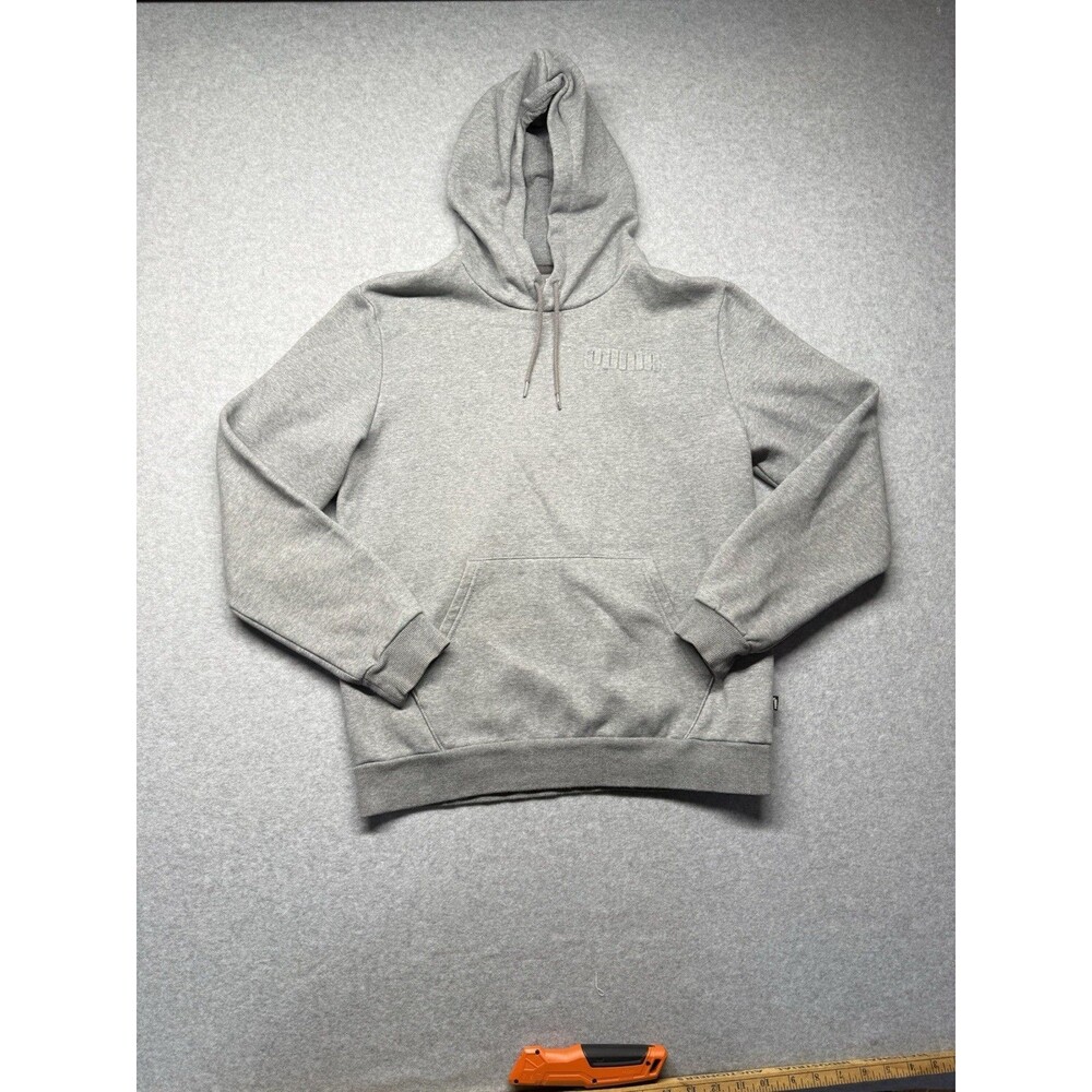 PUMA Pullover Hoodie Gray Fleece Men's Size M Hooded Logo Drawstring